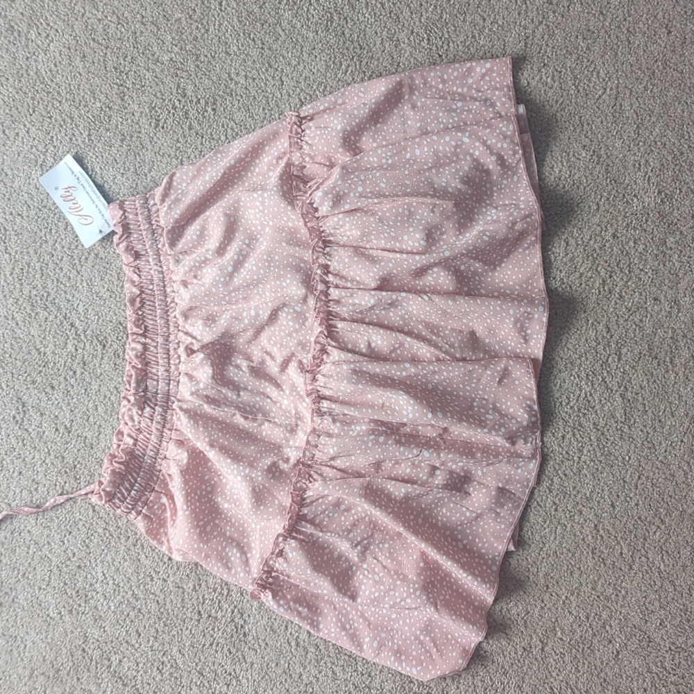 High Waist Pink Polka Dot Tiered Ruffle Skirt